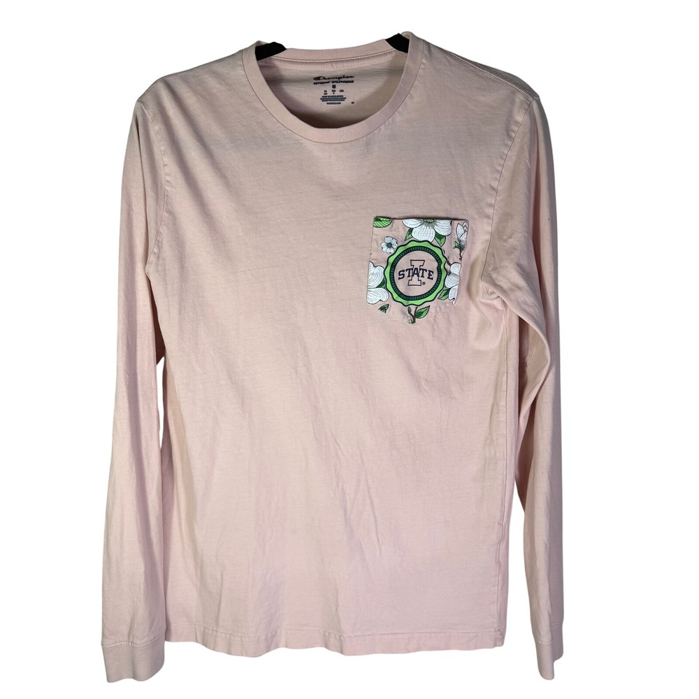 Champion Iowa State Cyclones Floral Pink Long Sleeve Pocket T-Shirt Womens M